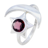 Kristine Moon and Star Red Solitaire Ring in Sterling Silver